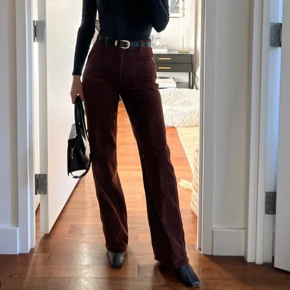 Reformation high rise corduroy pants